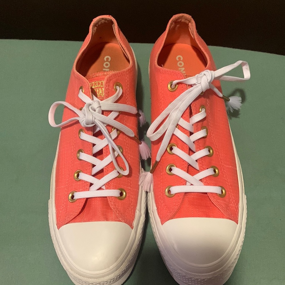 🔥🔥Converse size 9.5 stack pink and white EUC